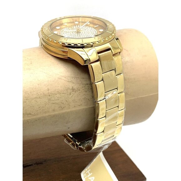 Michael Kors Women's Watch MK6911 Runway Gemmed Quartz 40mm Gold Stainless Steel - Picture 13 of 15